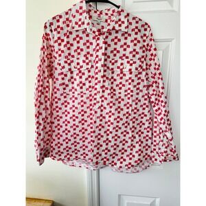 Madewell 1937 Red White Checkerboard Print Long Sleeve Button Down Shirt M